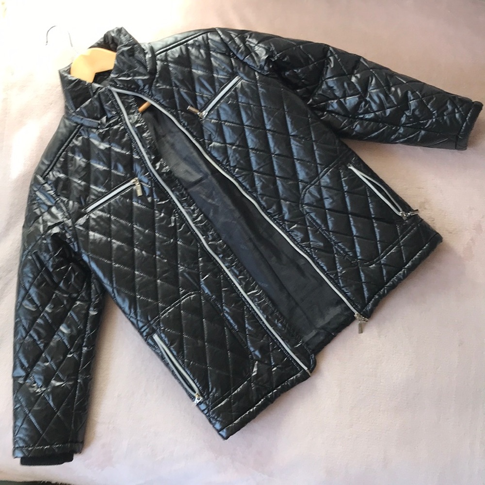 Quilted Black Puffer Coat - S